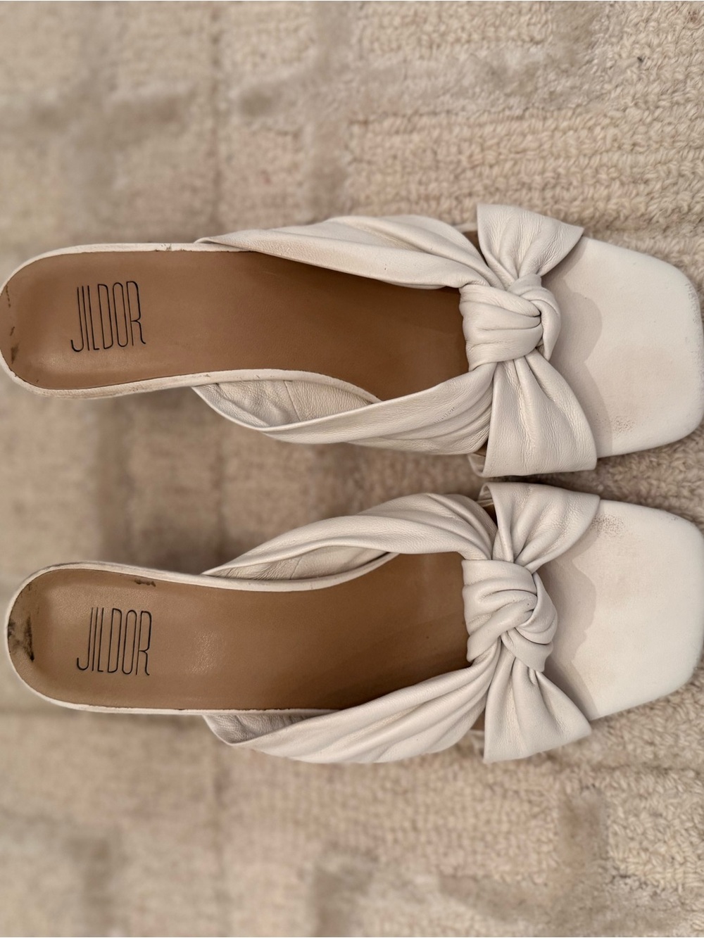 Jildor Women's Knotted Slide Sandals in White
